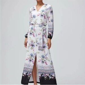 White House Black Market Floral Remix Long Sleeve Maxi Dress